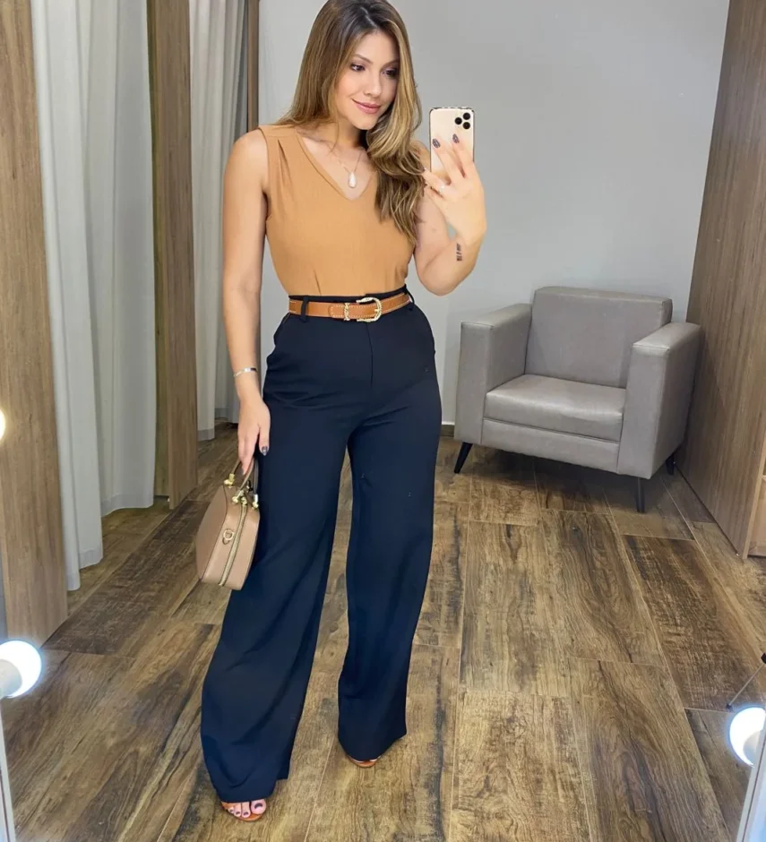 Calça Feminina Pantalona Maya Alfaiataria Preta - Fernanda Ramos Store