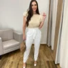 Calça Feminina Viscolinho com Amarração Off White - Fernanda Ramos Store