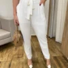 Calça Feminina Viscolinho com Amarração Off White - Fernanda Ramos Store