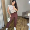 Calça Feminina Viscose com Bolsos e Elástico na Cintura Marrom - Fernanda Ramos Store