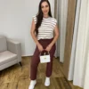 Calça Feminina Viscose com Bolsos e Elástico na Cintura Marrom - Fernanda Ramos Store