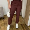 Calça Feminina Viscose com Bolsos e Elástico na Cintura Marrom - Fernanda Ramos Store