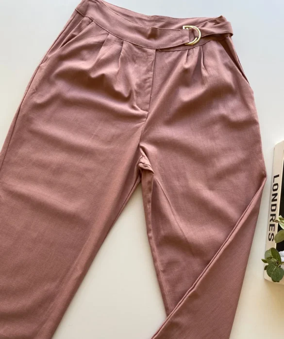 Calça Nala Social Feminina Skinny Viscolinho Rosé - Fernanda Ramos Store