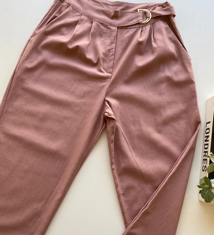 Calça Nala Social Feminina Skinny Viscolinho Rosé - Fernanda Ramos Store