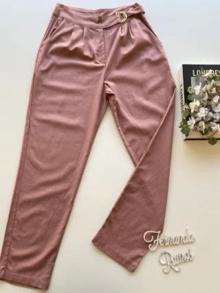 Calça Nala Social Feminina Skinny Viscolinho Rosé - Fernanda Ramos Store