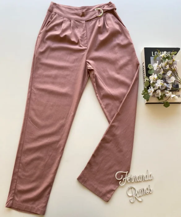 Calça Nala Social Feminina Skinny Viscolinho Rosé - Fernanda Ramos Store