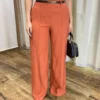 Calça Social Feminina Pantalona Viscose Terracota com Cinto - Fernanda Ramos Store