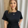 Conjunto Agatha Feminino Moletinho Blusa e Saia Midi Preto - Fernanda Ramos Store