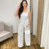 Conjunto Feminino Cropped com Bojo e Calça Pantalona Estampa Floral - Fernanda Ramos Store