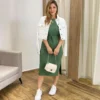 Conjunto Feminino Moletinho Suzy Cropped e Saia Midi Verde Oliva - Fernanda Ramos Store