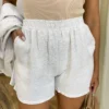 Conjunto Feminino Viscolinho Camisa Manga 3/4 e Short Cru - Fernanda Ramos Store