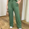 Conjunto Feminino Moletinho Ana Calça Pantalona e Cropped Verde - Fernanda Ramos Store