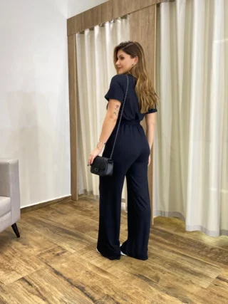 Conjunto Moletinho Calça Pantalona e Cropped Preto - Fernanda Ramos Store