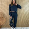 Conjunto Moletom Liz Calça e Cropped Manga Longa Preto - Fernanda Ramos Store