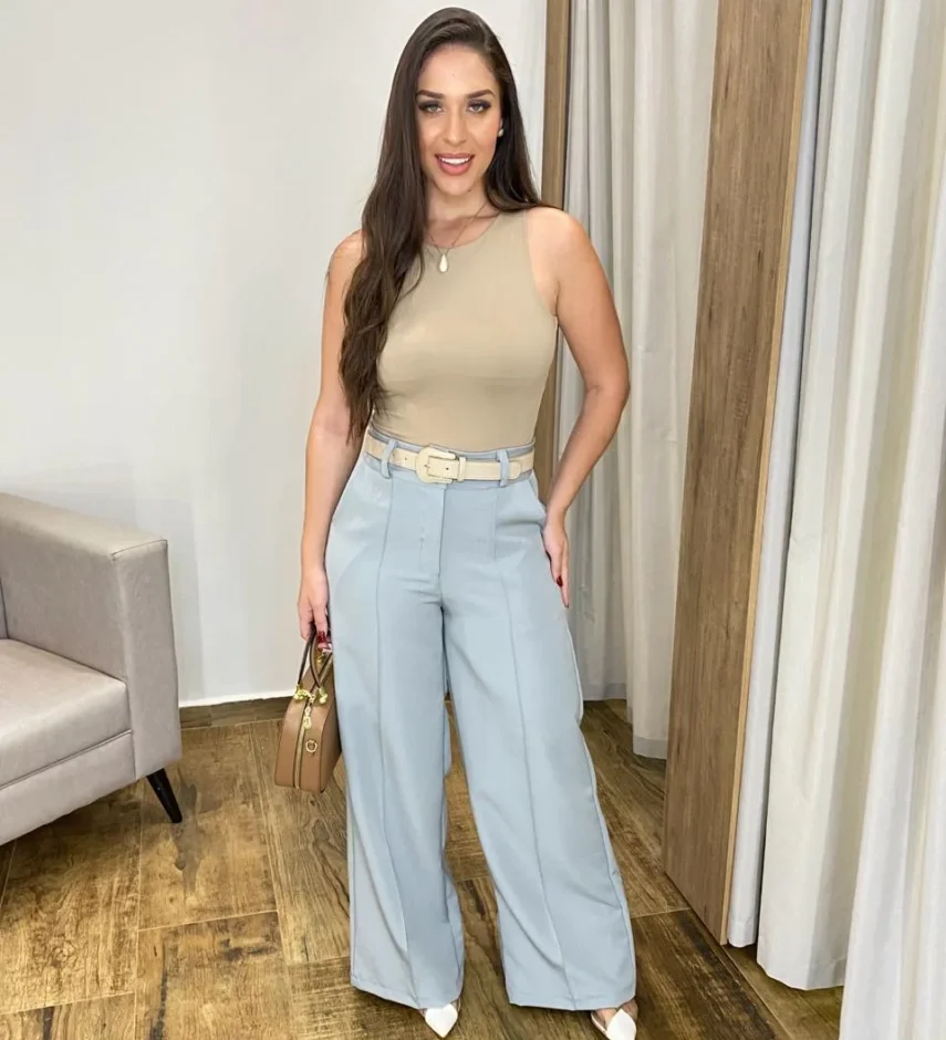 Cropped Feminino Alongado Poliamida sem Bojo Caqui - Fernanda Ramos Store