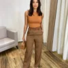 Cropped Feminino Alongado Poliamida sem Bojo Caramelo - Fernanda Ramos Store