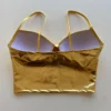 Cropped Feminino com Bojo Alça Fina Metalizado Dourado - Fernanda Ramos Store