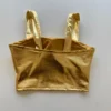 Cropped Feminino com Bojo Alça Larga Metalizado Dourado - Fernanda Ramos Store