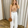 Cropped Feminino Tricot Bege com Detalhe de Nó - Fernanda Ramos Store