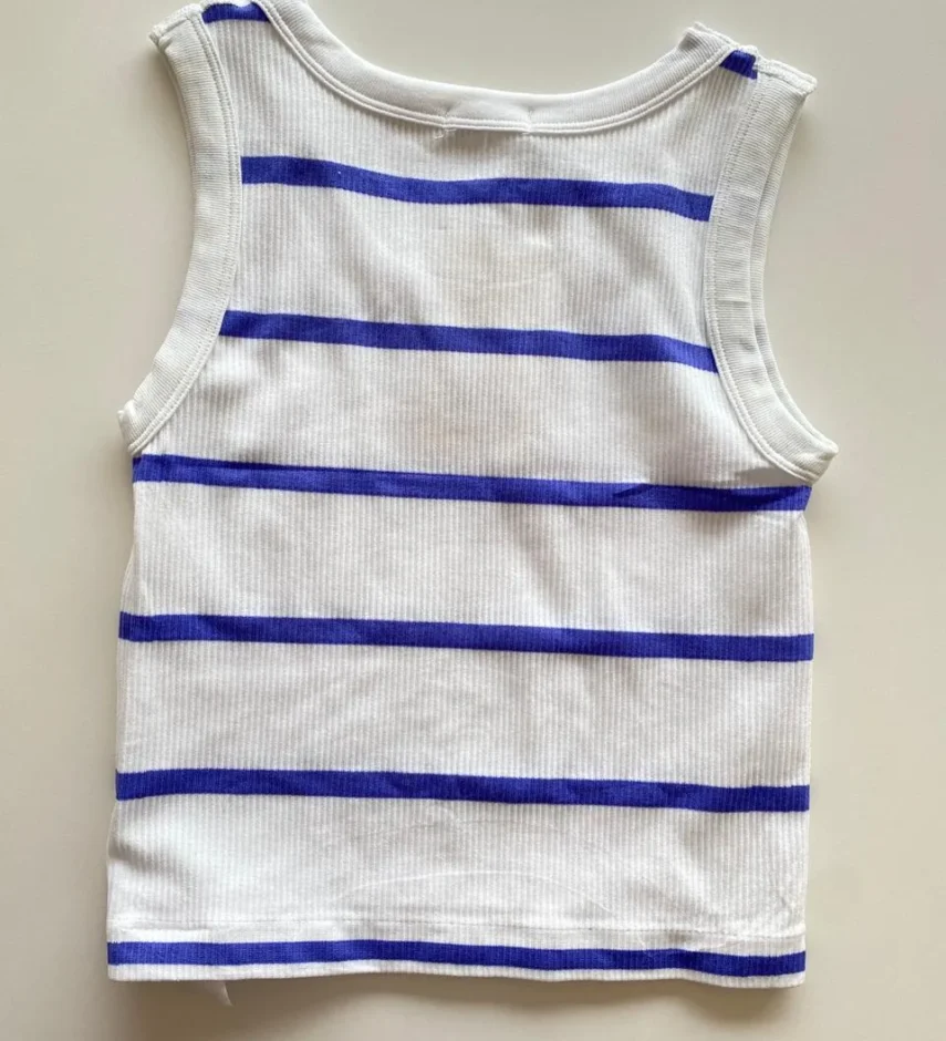 Cropped Regata Feminino sem Bojo Branco Listrado de Lilás - Fernanda Ramos Store