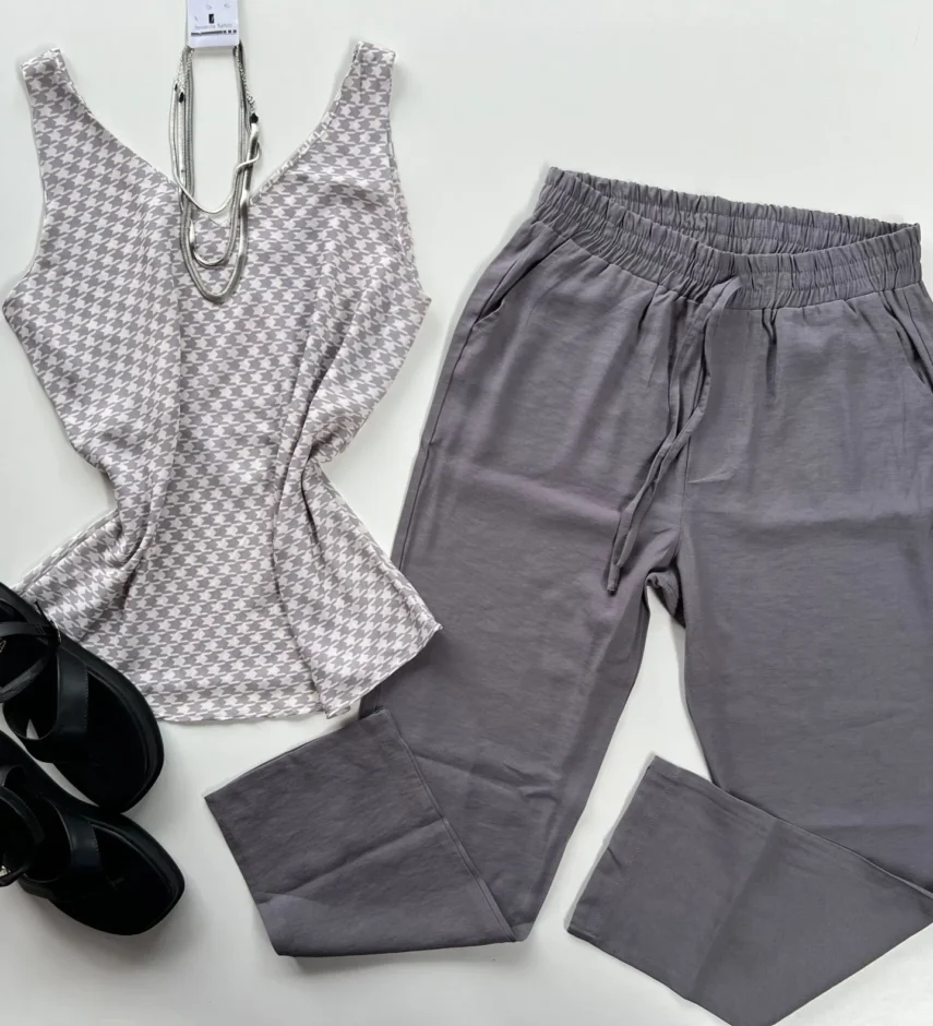 Regata Feminina Crepe Alça Larga Estampada - Fernanda Ramos Store