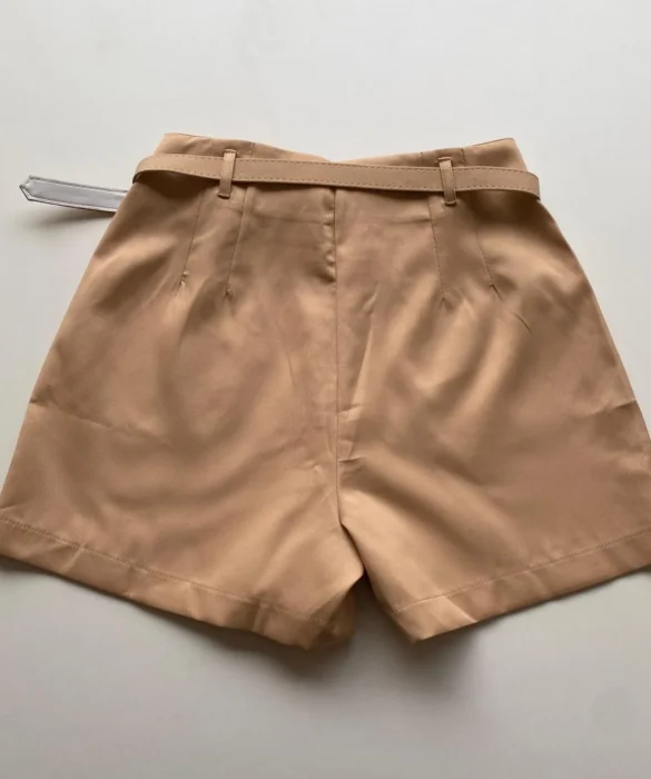 Short Social Feminino Alfaiataria com Cinto Bege - Fernanda Ramos Store