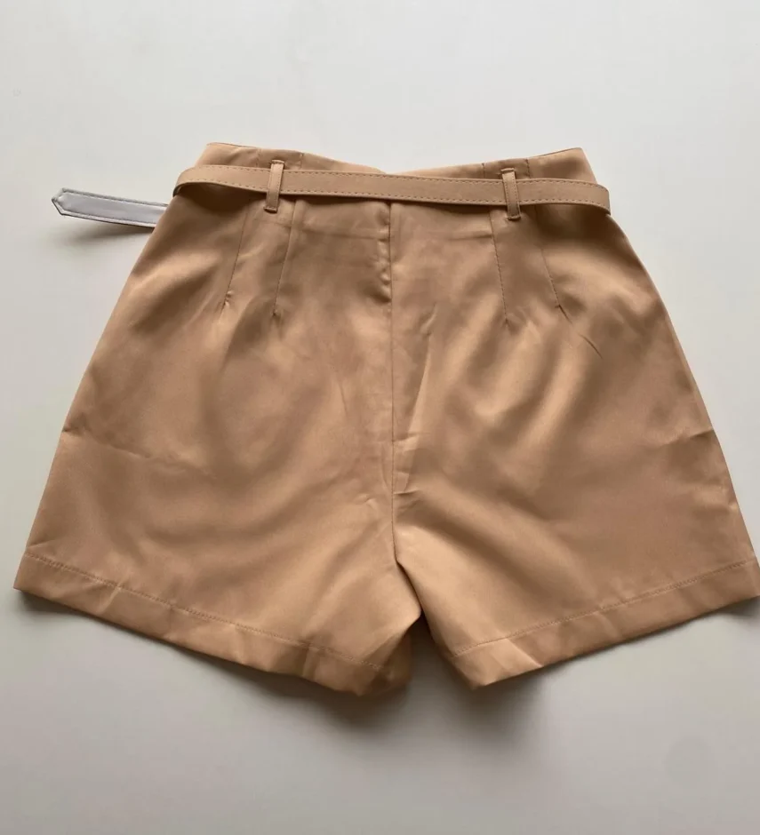 Short Social Feminino Alfaiataria com Cinto Bege - Fernanda Ramos Store