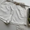 Short Social Feminino Alfaiataria com Cinto Branco - Fernanda Ramos Store