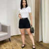 Short Social Feminino Alfaiataria com Cinto Preto - Fernanda Ramos Store