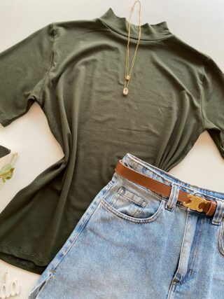 T-shirt Feminina Érica Gola Alta Verde Militar - Fernanda Ramos Store