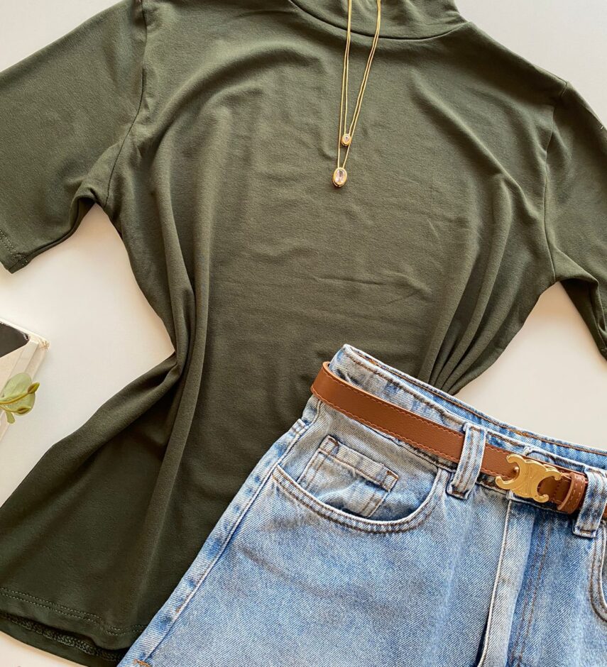 T-shirt Feminina Érica Gola Alta Verde Militar - Fernanda Ramos Store
