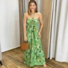 Vestido Ana Longo sem Bojo com Amarração no Pescoço Verde - Fernanda Ramos Store