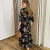 Vestido Bianca Midi sem Bojo com Amarração Manga Curta Preto - Fernanda Ramos Store