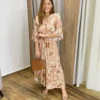 Vestido Bianca Midi sem Bojo com Amarração Manga Curta Rose - Fernanda Ramos Store