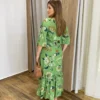 Vestido Bianca Midi sem Bojo com Amarração Manga Curta Verde - Fernanda Ramos Store