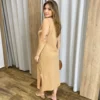 Vestido Midi sem Bojo Fenda Lateral Nude - Fernanda Ramos Store