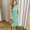 Vestido Midi sem Bojo Fenda Lateral Verde - Fernanda Ramos Store