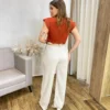 Blusa Feminina Lívia com Detalhe na Manga Terracota - Fernanda Ramos Store