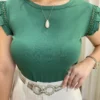 Blusa Feminina Lívia com Detalhe na Manga Verde - Fernanda Ramos Store