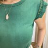 Blusa Feminina Lívia com Detalhe na Manga Verde - Fernanda Ramos Store