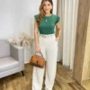 Blusa Feminina Lívia com Detalhe na Manga Verde - Fernanda Ramos Store