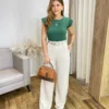 Blusa Feminina Lívia com Detalhe na Manga Verde - Fernanda Ramos Store