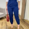 Calça Cenoura Alfaiataria Feminina com 2 Botões Azul Marinho - Fernanda Ramos Store