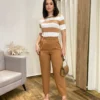 Calça Feminina Mary Alfaiataria Caramelo com Cinto - Fernanda Ramos Store