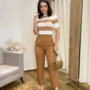 Calça Feminina Mary Alfaiataria Caramelo com Cinto - Fernanda Ramos Store