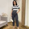 Calça Feminina Mary Alfaiataria Cinza com Cinto - Fernanda Ramos Store