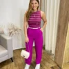 Calça Feminina Mary Alfaiataria Fúcsia com Cinto - Fernanda Ramos Store