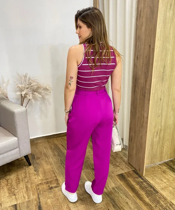 Calça Feminina Mary Alfaiataria Fúcsia com Cinto - Fernanda Ramos Store