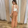 Calça Feminina Pantalona Alfaiataria Eloá com Cinto Caramelo - Fernanda Ramos Store