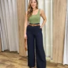 Calça Feminina Pantalona Alfaiataria Eloá com Cinto Preta - Fernanda Ramos Store